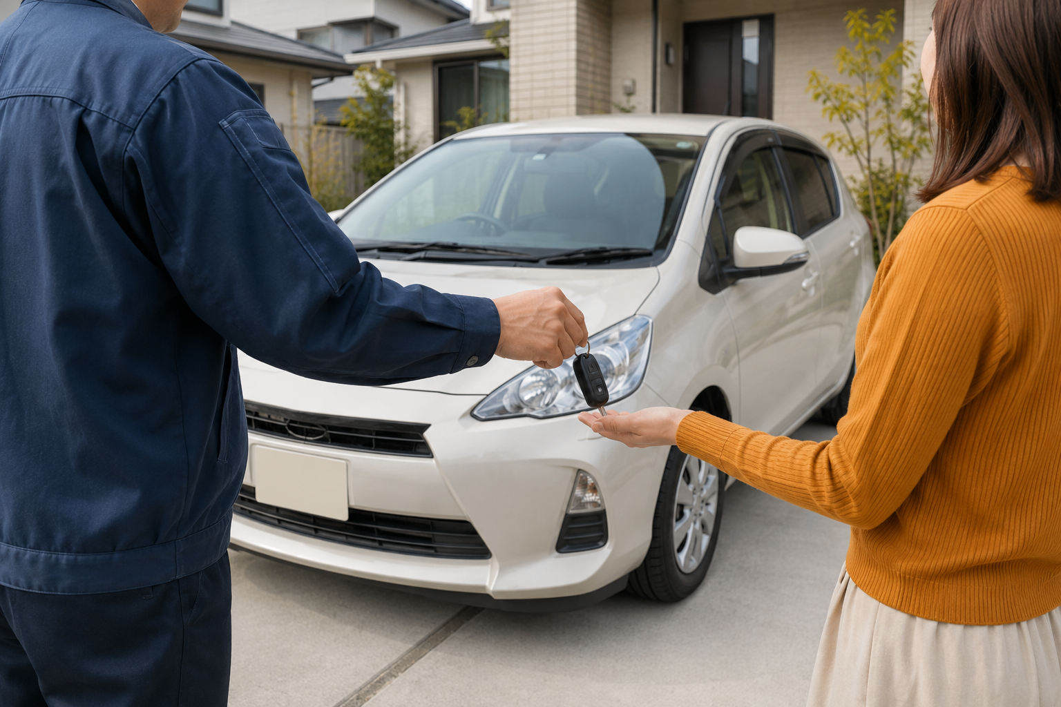 個人売買で購入した普通車の引き渡しイメージ